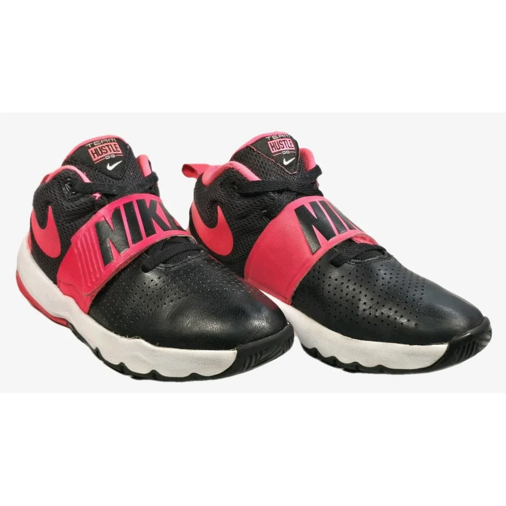 Nike Team Hustle D8 GS 'Black Racer Pink' Youth Basketball Shoes 5Y 881941-002